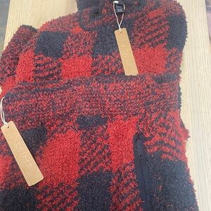 SKIMS Red and Black Checkered Pullover